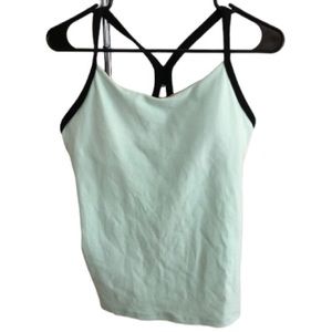 Lululemon Athletica size  12 green Y-back power tank black  trim bra top